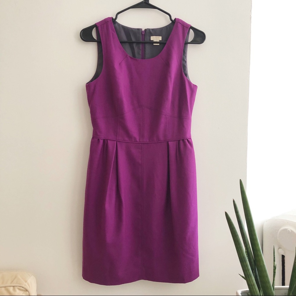J Crew Purple Wool Blend Dress with Pockets Size 4